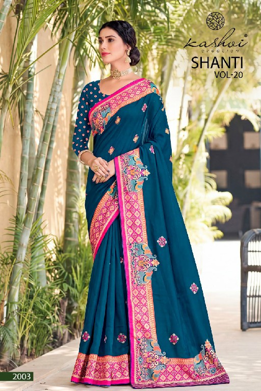 KASHVI CREATION SHANTI VOL 20 WHOLESALE BRIGHT MOSS FOIL ATTRACTIVE INDIAN SAREES FOR WOMEN EXPORTER