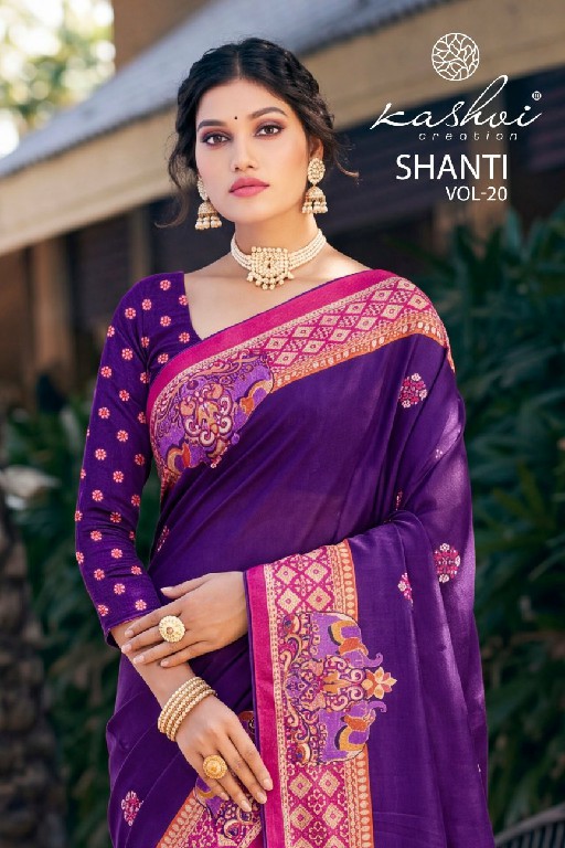 KASHVI CREATION SHANTI VOL 20 WHOLESALE BRIGHT MOSS FOIL ATTRACTIVE INDIAN SAREES FOR WOMEN EXPORTER