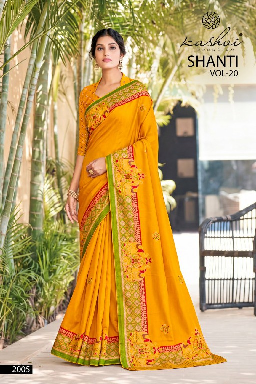 KASHVI CREATION SHANTI VOL 20 WHOLESALE BRIGHT MOSS FOIL ATTRACTIVE INDIAN SAREES FOR WOMEN EXPORTER