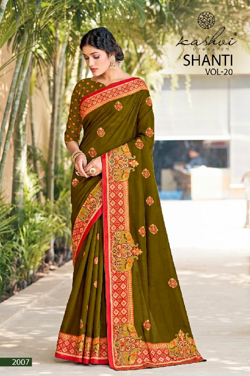 KASHVI CREATION SHANTI VOL 20 WHOLESALE BRIGHT MOSS FOIL ATTRACTIVE INDIAN SAREES FOR WOMEN EXPORTER