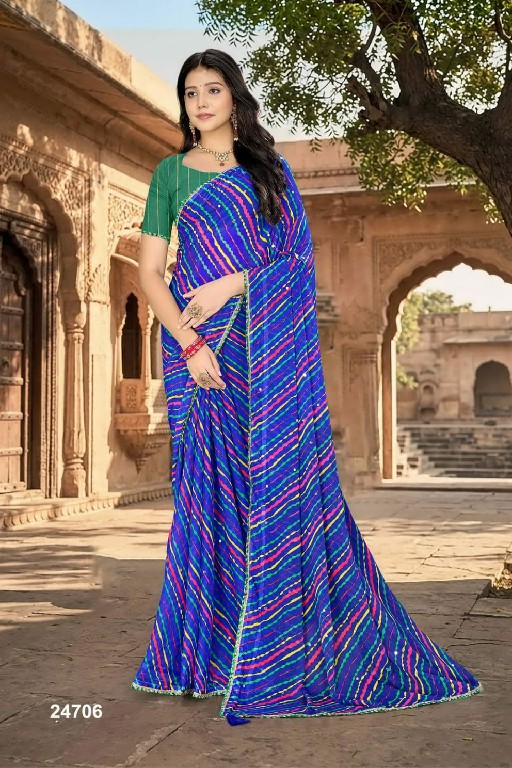 JALNIDHI ANJALI WHOLESALE ALPHINO SATIN LAHERIYA FANCY INDIAN SAREES FOR WOMEN EXPORTER