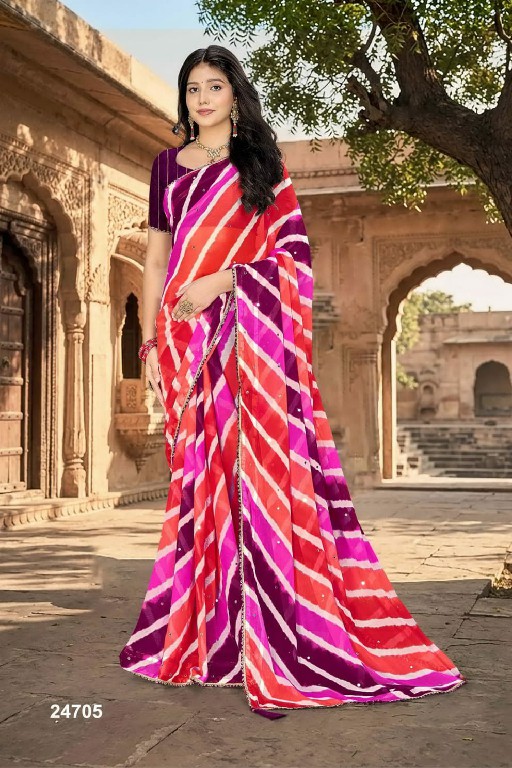 JALNIDHI ANJALI WHOLESALE ALPHINO SATIN LAHERIYA FANCY INDIAN SAREES FOR WOMEN EXPORTER