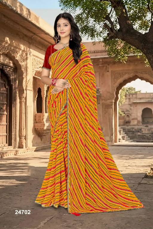 JALNIDHI ANJALI WHOLESALE ALPHINO SATIN LAHERIYA FANCY INDIAN SAREES FOR WOMEN EXPORTER
