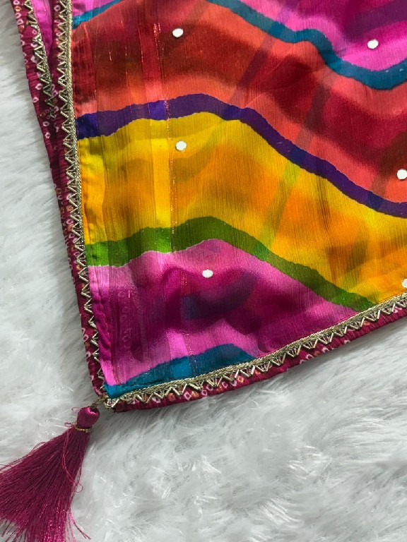 JALNIDHI ANJALI WHOLESALE ALPHINO SATIN LAHERIYA FANCY INDIAN SAREES FOR WOMEN EXPORTER