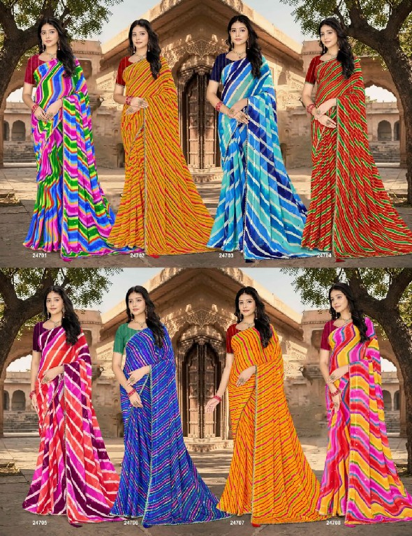 JALNIDHI ANJALI WHOLESALE ALPHINO SATIN LAHERIYA FANCY INDIAN SAREES FOR WOMEN EXPORTER