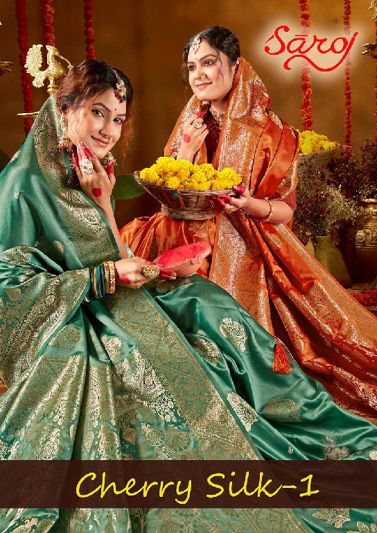 SAROJ CHERRY SILK VOL 1 WHOLESALE PURE SATIN SILK FESTIVE WEAR INDIAN SAREES FOR WOMEN ONLINE