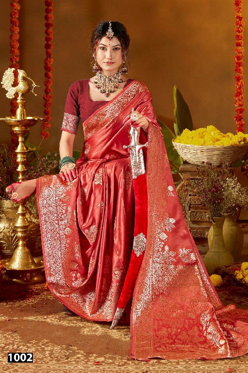 SAROJ CHERRY SILK VOL 1 WHOLESALE PURE SATIN SILK FESTIVE WEAR INDIAN SAREES FOR WOMEN ONLINE