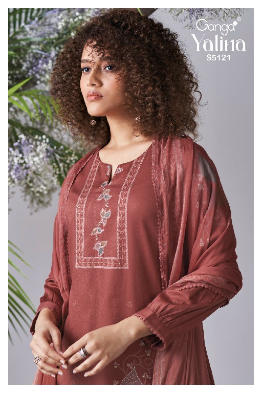 GANGA YALINI S5121 WHOLESALE PREMIUM COTTON AMAZING UNSTITCH SALWAR SUITS EXPORTER