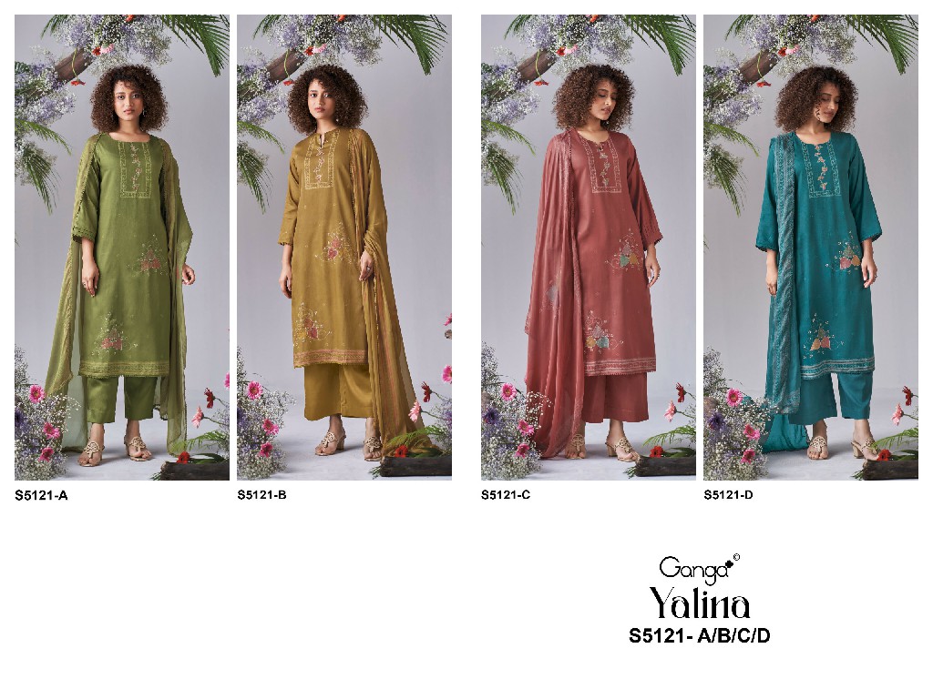 GANGA YALINI S5121 WHOLESALE PREMIUM COTTON AMAZING UNSTITCH SALWAR SUITS EXPORTER