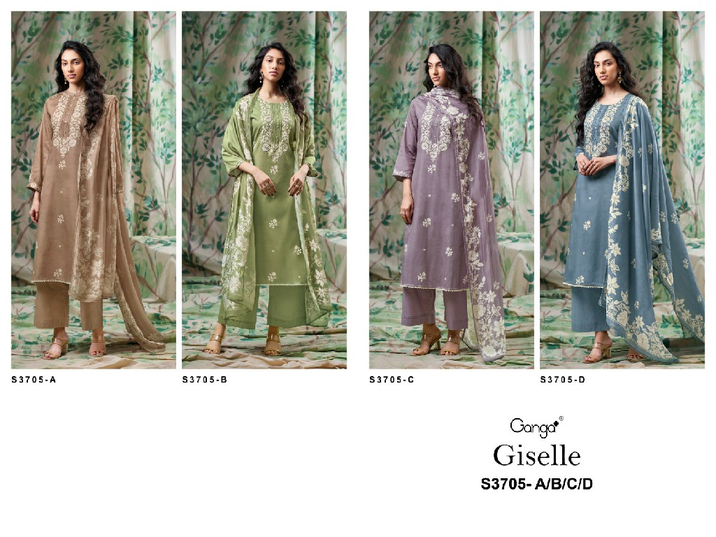 GANGA GISELLE S3705 WHOLESALE PREMIUM COTTON ELEGANT UNSTITCH SALWAR SUITS SUPPLIER