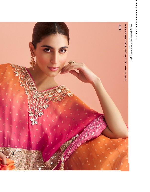 KAVERI BY SAYURI DESIGNER WHOLESALE READYMADE CHINON SILK LATEST TRENDY PAUNCHO STYLE KAFTAN WITH SHARARA FOR WOMEN ONLINE