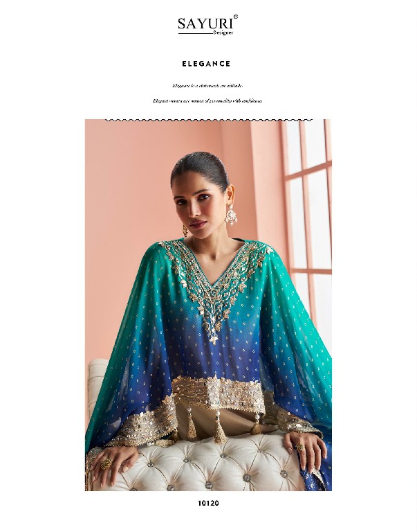 KAVERI BY SAYURI DESIGNER WHOLESALE READYMADE CHINON SILK LATEST TRENDY PAUNCHO STYLE KAFTAN WITH SHARARA FOR WOMEN ONLINE