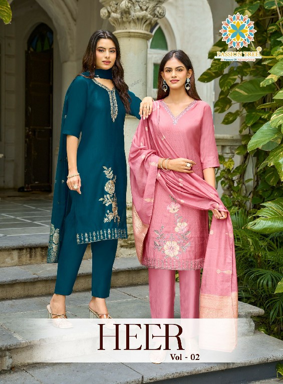 PASSION TREE HEER VOL 2 WHOLESALE READYMADE HEAVY BARLIN WITH FANCY WORK BIG SIZE STRAIGHT CUT 3 PCS SUITS FOR EXPORT