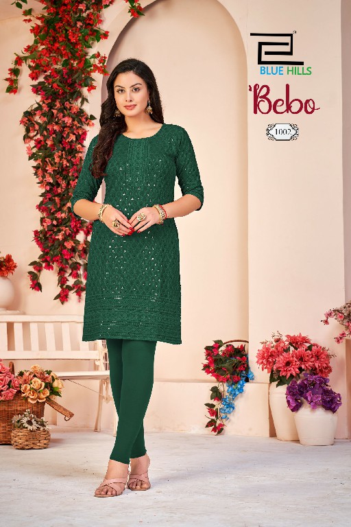 BLUE HILLS BEBO WHOLESALE READYMADE RAYON SHIFFLI WORK BIG SIZE KURTI WITH PANT COMBO FOR WOMEN SUPPLIER