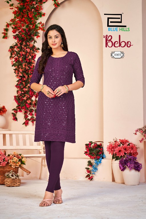 BLUE HILLS BEBO WHOLESALE READYMADE RAYON SHIFFLI WORK BIG SIZE KURTI WITH PANT COMBO FOR WOMEN SUPPLIER