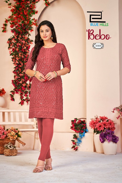 BLUE HILLS BEBO WHOLESALE READYMADE RAYON SHIFFLI WORK BIG SIZE KURTI WITH PANT COMBO FOR WOMEN SUPPLIER