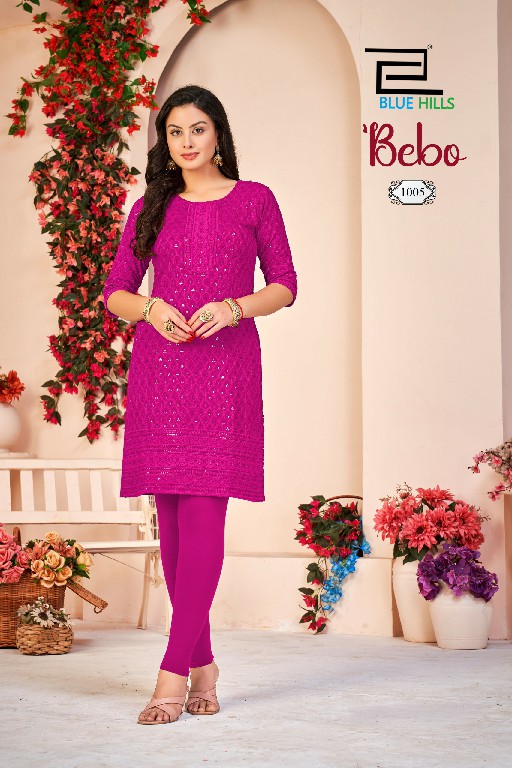 BLUE HILLS BEBO WHOLESALE READYMADE RAYON SHIFFLI WORK BIG SIZE KURTI WITH PANT COMBO FOR WOMEN SUPPLIER