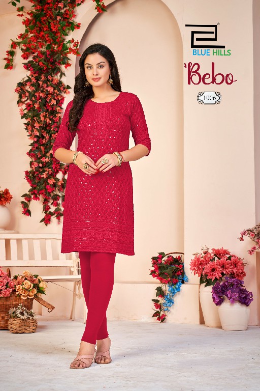 BLUE HILLS BEBO WHOLESALE READYMADE RAYON SHIFFLI WORK BIG SIZE KURTI WITH PANT COMBO FOR WOMEN SUPPLIER