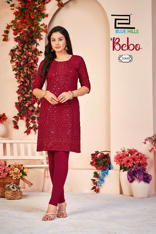BLUE HILLS BEBO WHOLESALE READYMADE RAYON SHIFFLI WORK BIG SIZE KURTI WITH PANT COMBO FOR WOMEN SUPPLIER