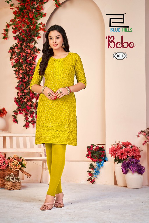 BLUE HILLS BEBO WHOLESALE READYMADE RAYON SHIFFLI WORK BIG SIZE KURTI WITH PANT COMBO FOR WOMEN SUPPLIER