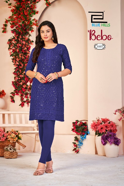 BLUE HILLS BEBO WHOLESALE READYMADE RAYON SHIFFLI WORK BIG SIZE KURTI WITH PANT COMBO FOR WOMEN SUPPLIER