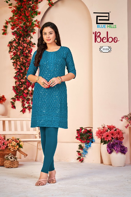 BLUE HILLS BEBO WHOLESALE READYMADE RAYON SHIFFLI WORK BIG SIZE KURTI WITH PANT COMBO FOR WOMEN SUPPLIER
