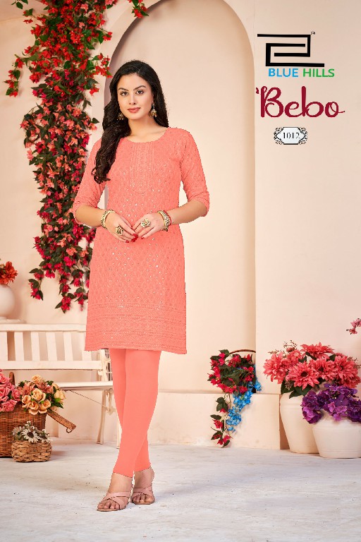 BLUE HILLS BEBO WHOLESALE READYMADE RAYON SHIFFLI WORK BIG SIZE KURTI WITH PANT COMBO FOR WOMEN SUPPLIER