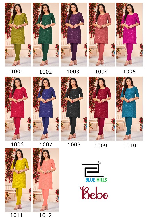 BLUE HILLS BEBO WHOLESALE READYMADE RAYON SHIFFLI WORK BIG SIZE KURTI WITH PANT COMBO FOR WOMEN SUPPLIER