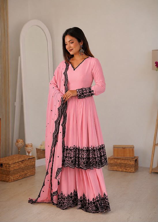 SP SERIES D.NO SP-71 WHOLESALE READYMADE FAUX GEORGETTE PARTY WEAR PLAZZO STYLE 3 PCS SUITS FOR EXPORT