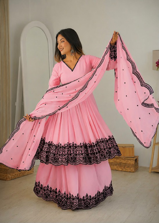 SP SERIES D.NO SP-71 WHOLESALE READYMADE FAUX GEORGETTE PARTY WEAR PLAZZO STYLE 3 PCS SUITS FOR EXPORT