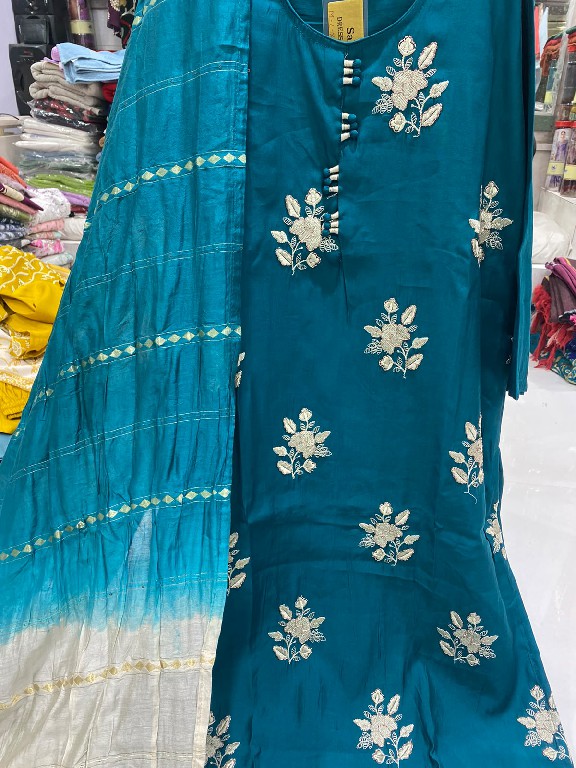 SAHIL PRINTS PRESENT READYMADE FANCY SILK WITH BEAUTIFUL WORK 3 PCS COMBO SET SUITS SUPPLIER