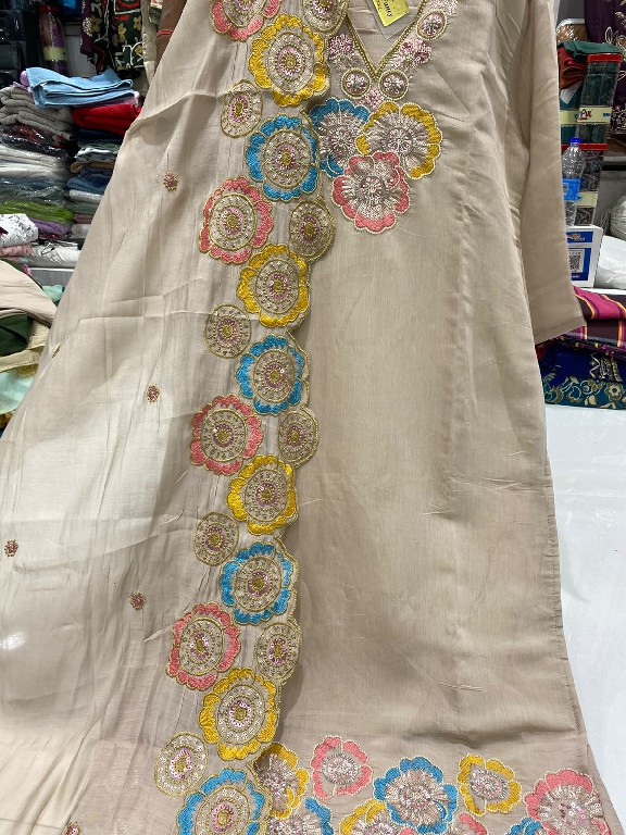 SAHIL PRINTS LAUNCH READYMADE MAL CHANDERI EMBROIDERY WORK 3 PCS COMBO SET SUITS FOR EXPORT
