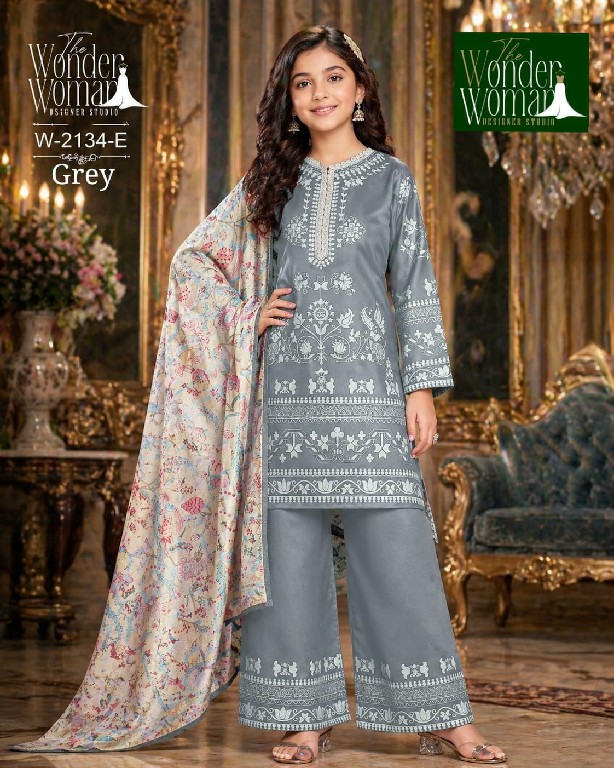 WONDER WOMAN D.NO K-2134 COLOR WHOLESALE READYMADE PREMIUM SATIN AMAZING 3 PCS SUITS FOR KIDS SUPPLIER