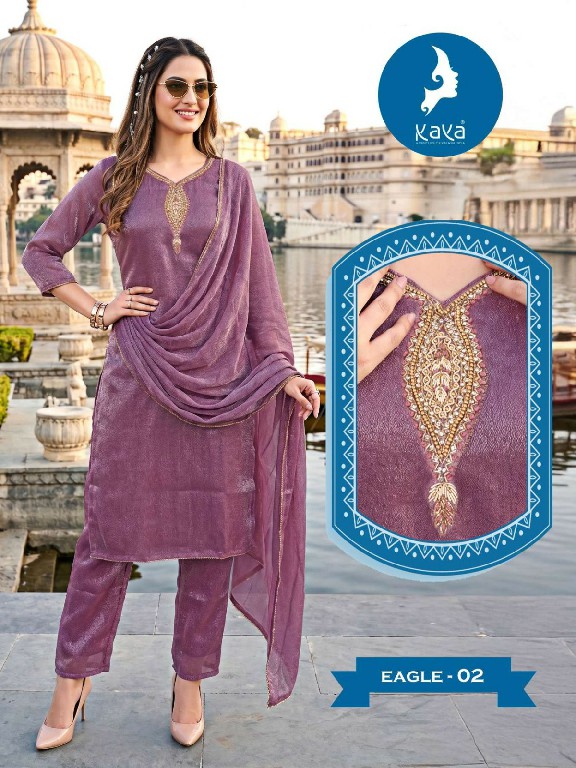 KAYA EAGLE WHOLESALE READYMADE SATIN SILK BIG SIZE ELEGANCE 3 PCS SUITS SUPPLIER
