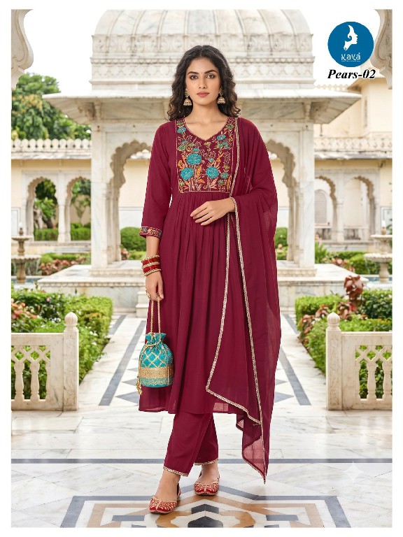 KAYA PEARS WHOLESALE READYMADE MULL CHANDERI ANARKALI CONCEPT 3 PCS SUITS ONLINE