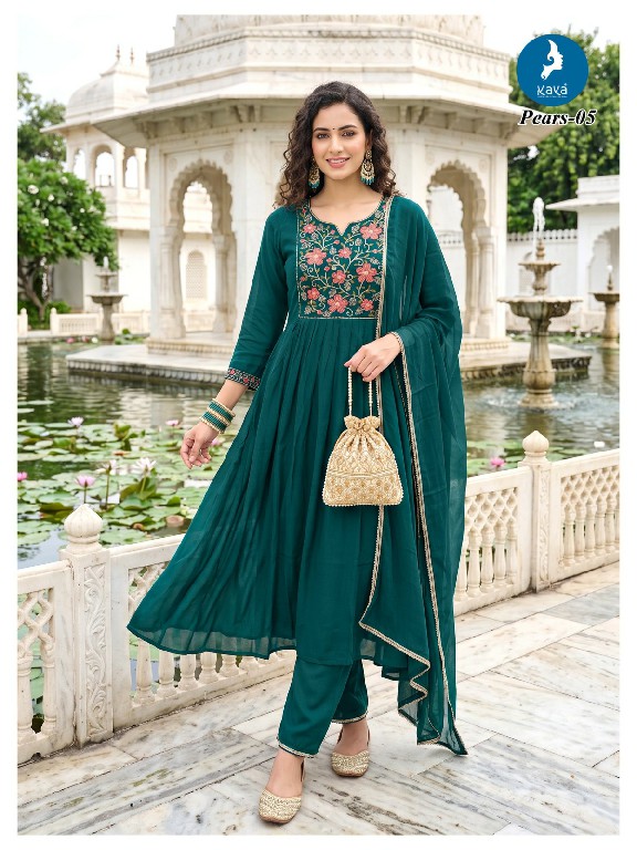 KAYA PEARS WHOLESALE READYMADE MULL CHANDERI ANARKALI CONCEPT 3 PCS SUITS ONLINE