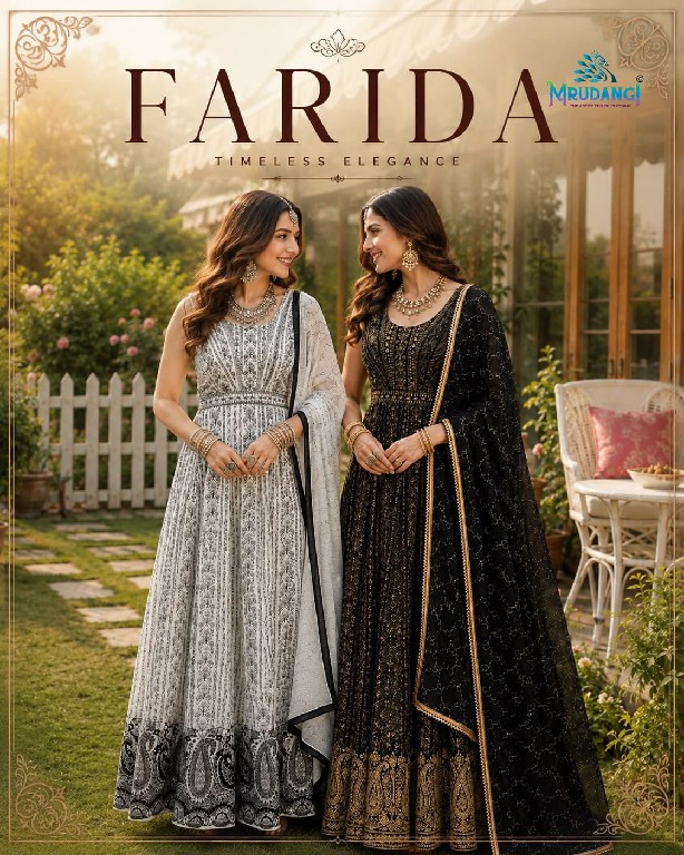 MRUDANGI FARIDA WHOLESALE READYMADE REAL GEORGETTE PARTY WEAR GOWN WITH DUPATTA ONLINE