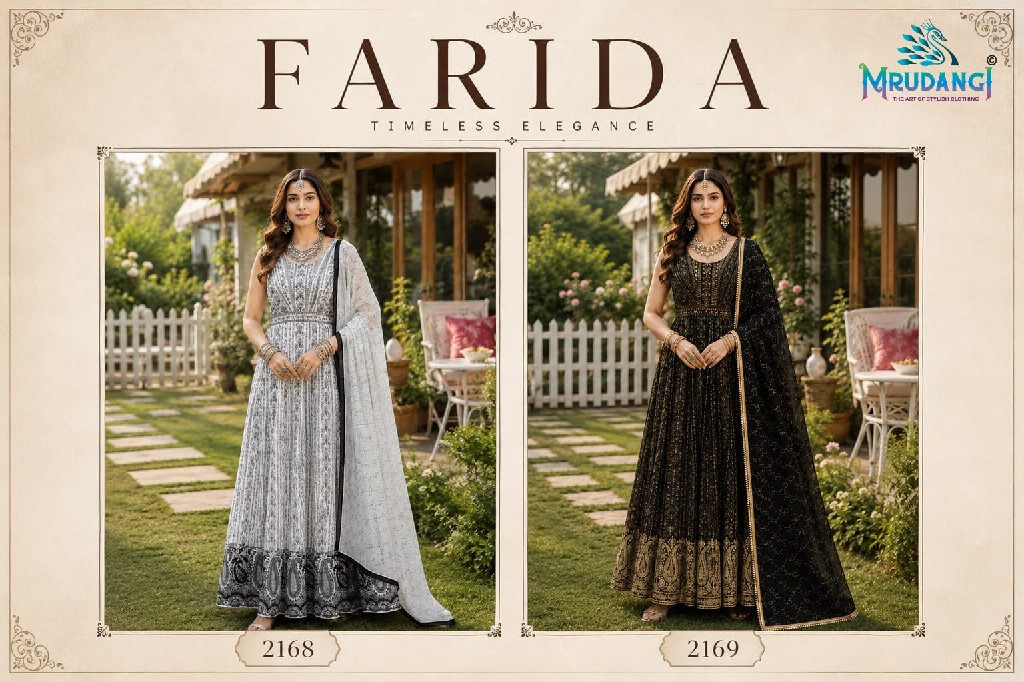MRUDANGI FARIDA WHOLESALE READYMADE REAL GEORGETTE PARTY WEAR GOWN WITH DUPATTA ONLINE