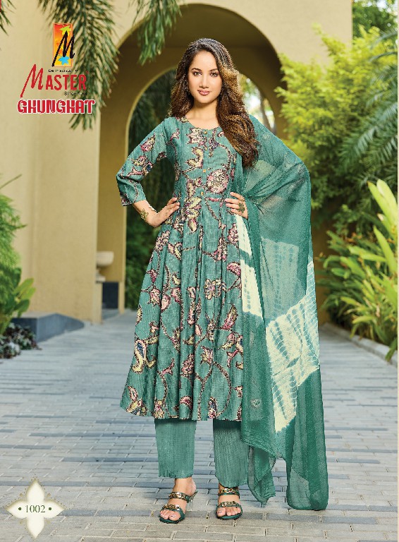 MASTER GHUNGHAT WHOLESALE READYMADE BERLIN FOIL PRINT FANCY 3 PCS SUITS SUPPLIER