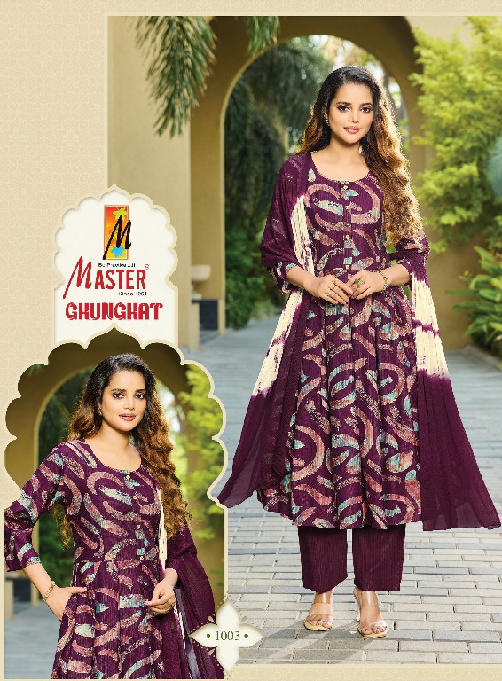 MASTER GHUNGHAT WHOLESALE READYMADE BERLIN FOIL PRINT FANCY 3 PCS SUITS SUPPLIER