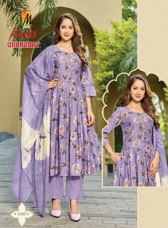 MASTER GHUNGHAT WHOLESALE READYMADE BERLIN FOIL PRINT FANCY 3 PCS SUITS SUPPLIER