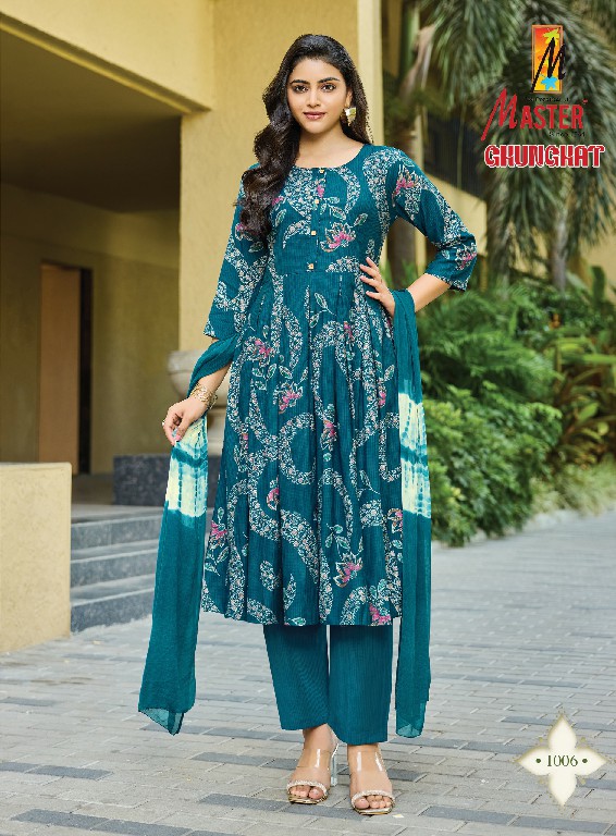 MASTER GHUNGHAT WHOLESALE READYMADE BERLIN FOIL PRINT FANCY 3 PCS SUITS SUPPLIER
