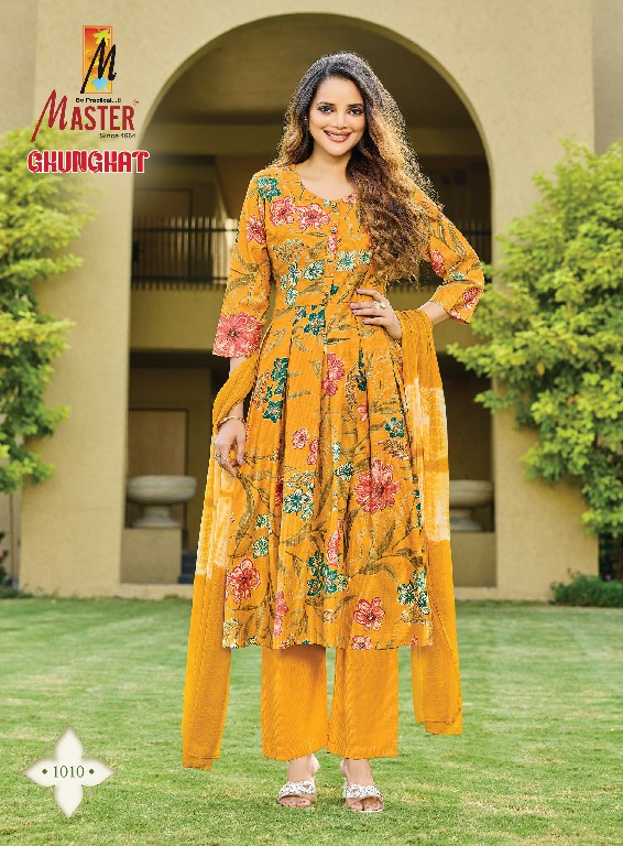 MASTER GHUNGHAT WHOLESALE READYMADE BERLIN FOIL PRINT FANCY 3 PCS SUITS SUPPLIER