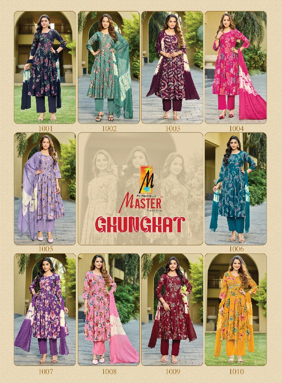 MASTER GHUNGHAT WHOLESALE READYMADE BERLIN FOIL PRINT FANCY 3 PCS SUITS SUPPLIER