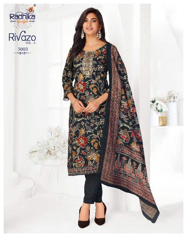 RADHIKA LIFESTYLE RIVAZO VOL 5 WHOLESALE READYMADE RAYION WITH WORK BIG SIZE 3 PCS SUITS EXPORTER