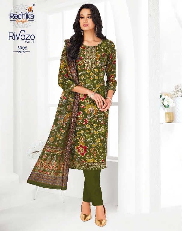 RADHIKA LIFESTYLE RIVAZO VOL 5 WHOLESALE READYMADE RAYION WITH WORK BIG SIZE 3 PCS SUITS EXPORTER