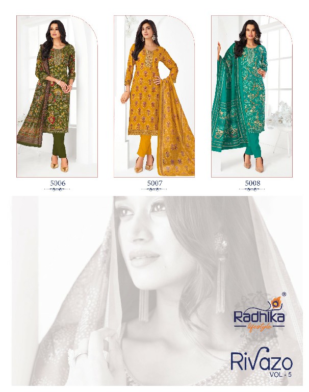 RADHIKA LIFESTYLE RIVAZO VOL 5 WHOLESALE READYMADE RAYION WITH WORK BIG SIZE 3 PCS SUITS EXPORTER