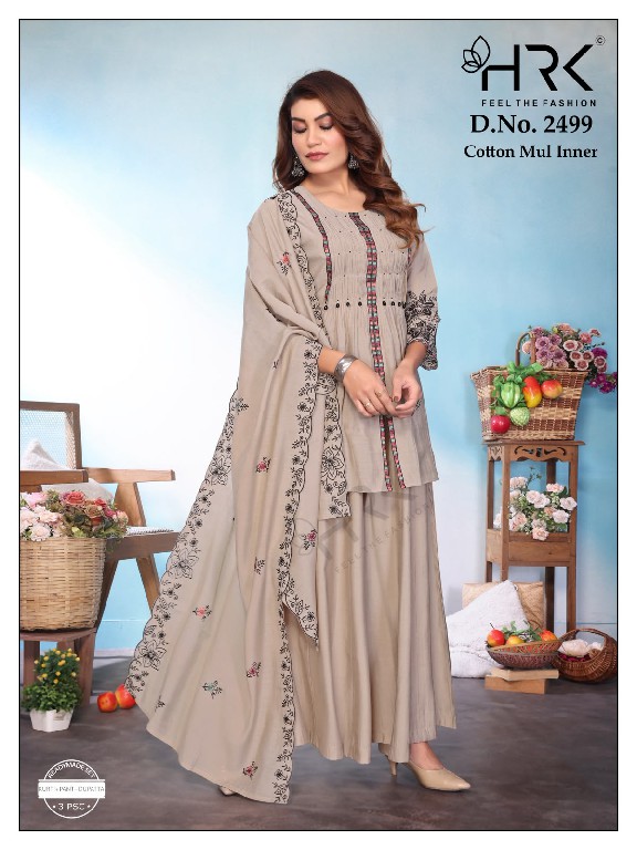 HRK D.NO 2499 WHOLESALE READYMADE MUL CHANDERI EXCLUSIVE PLAZZO STYLE 3 PCS COMBO SET SUITS SUPPLIER
