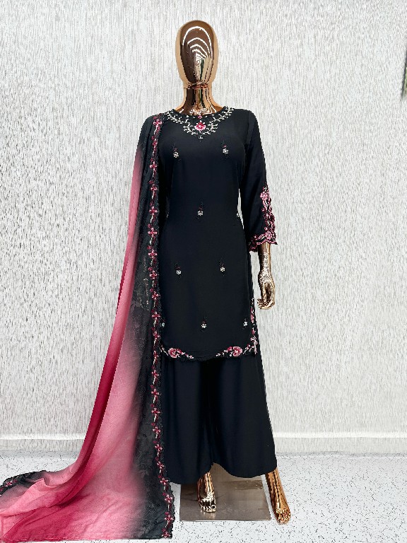LAXURIA TRENDZ D.NO 1683 WHOLESALE READYMADE RAYON SATIN PAKISTANI DESIGNER 3 PCS SUITS SUPPLIER