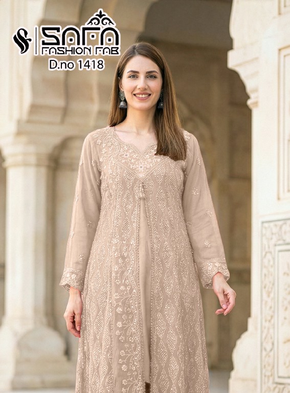 SAFA FASHION D.NO 1418 WHOLESALE READYMADE HEAVY LUXURY FORMAL WEAR 3 PCS COMBO SET SUITS EXPORTER